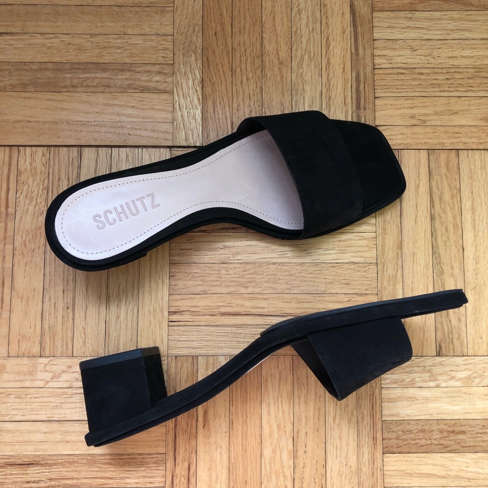 Schutz NIB Black Block heel slides - Size 7.5
